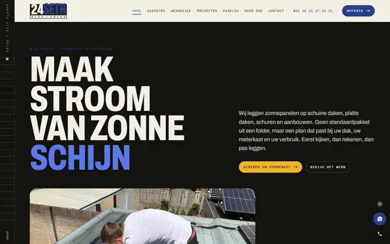 De homepage van 24Seth Klus + Solar
