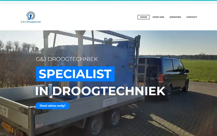 De homepage van G&J Droogtechniek