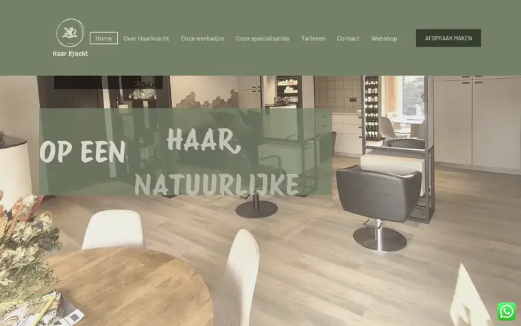 De homepage van Kapsalon Haarkracht