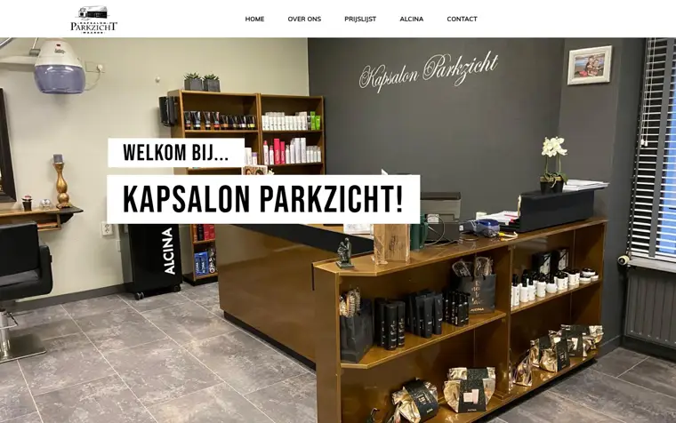 De homepage van Kapsalon Parkzicht