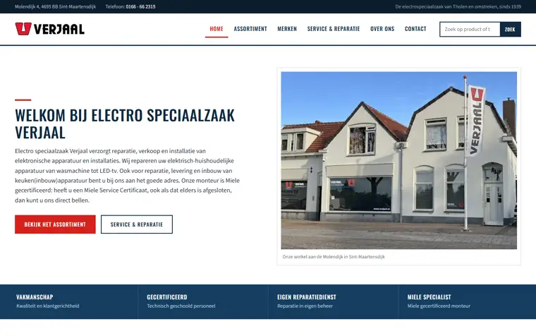 De homepage van Verjaal